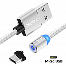 Cabo Micro USB Magnético TOPK PRATA 1m para Celular (Micro USB) 