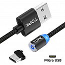 Cabo Micro USB Magnético TOPK PRETO 1m para Celular (Micro USB) 