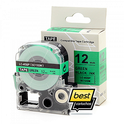 Fita Compatível 12mm VERDE para Rotulador Epson LW-300 400 600