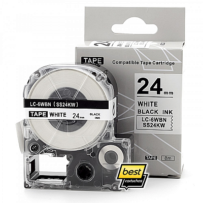 Fita Compatível 24mm BRANCO para Rotulador Epson LW-600 700 900 1000