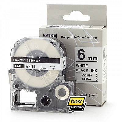 Fita Compatível 6mm BRANCO para Rotulador Epson LW-300 400 600