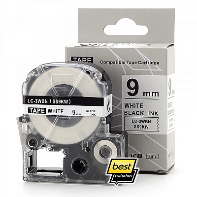 Fita Compatível 9mm BRANCO para Rotulador Epson LW-300 400 600