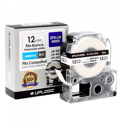 Fita Compatível 12mm BRANCO para Rotulador Epson LW-300 400 600