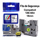 Fita de Segurança Compatível TZe-SE4 (18mm) para Rotulador Brother (Preto Sobre Branco)