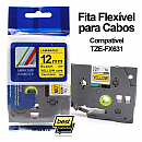 Fita Flexível para Cabos Compatível TZe-FX631 (12mm Preto Sobre Amarelo) para Rotulador Brother