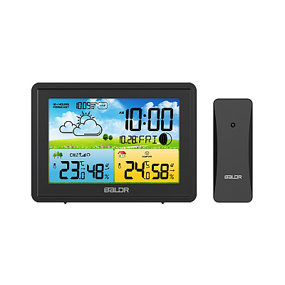 Mini Estação Meteorológica com Sensor Interno + Externo B0359-WS-T2H2PR-V1 PRETO