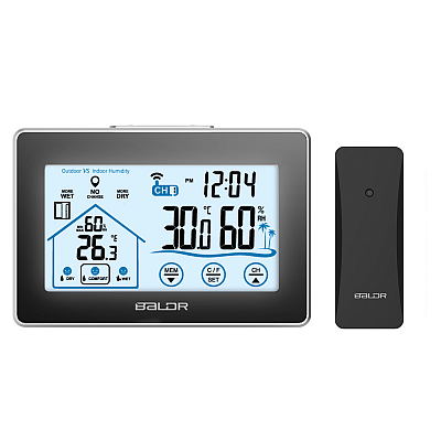 Termômetro Higrômetro com Sensor Interno + Externo B0317S-T2H2-V3 PRETO