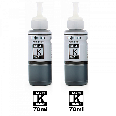 Kit 2 Frascos Refil Tinta T-6641 Compatível Epson 70ml (2x Preto)